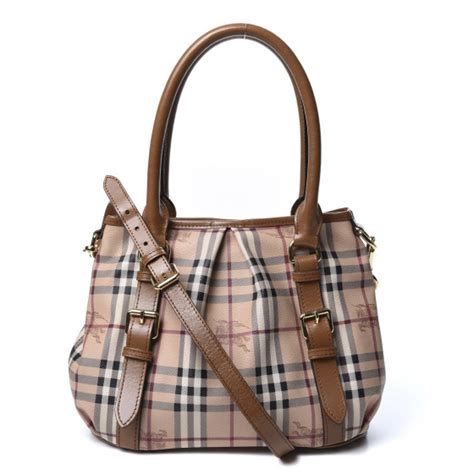 BURBERRY Haymarket Check Small Northfield Tote Mid Camel 